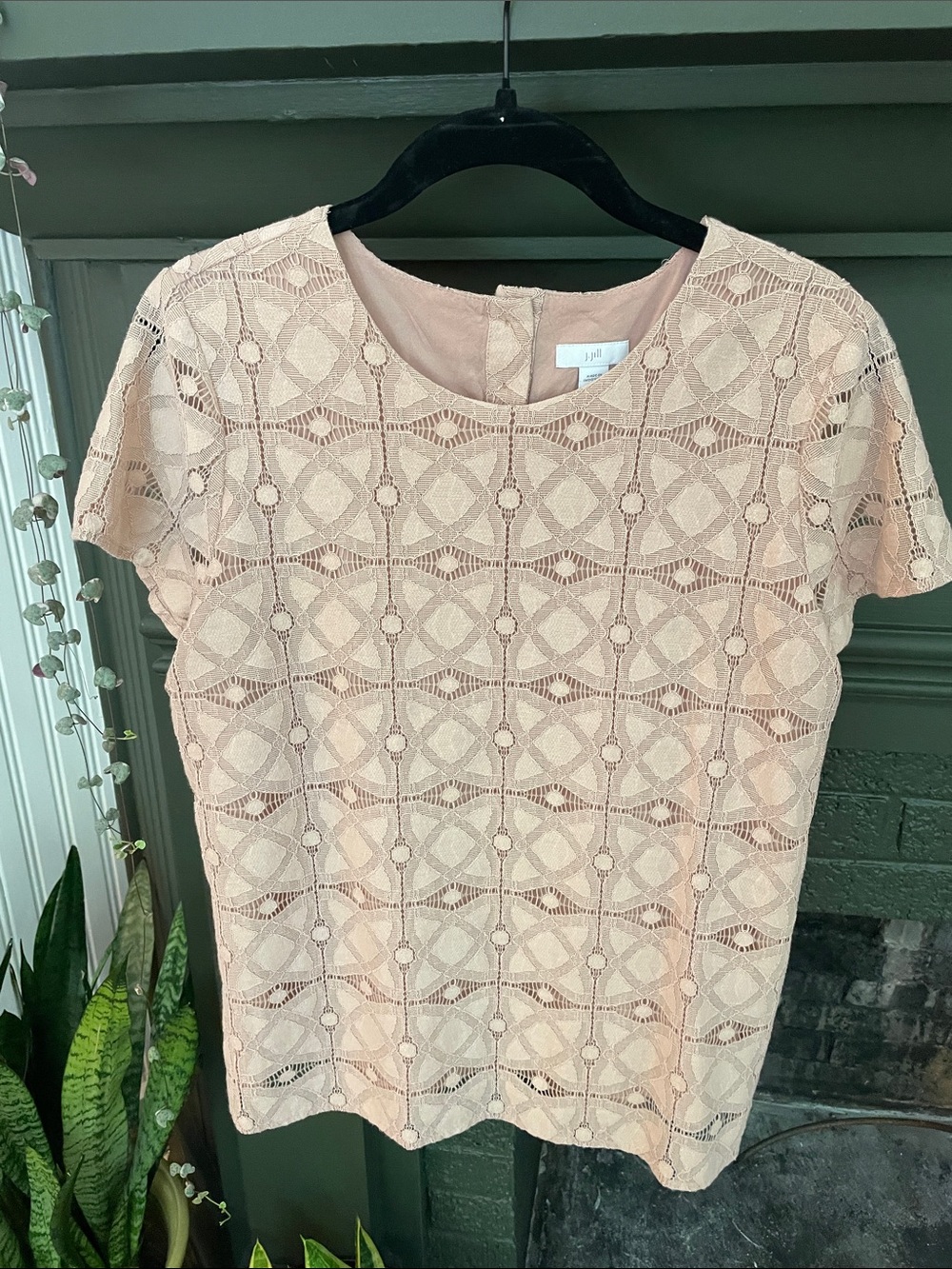 J. Jill Lace Short Sleeve Top in Light Blush